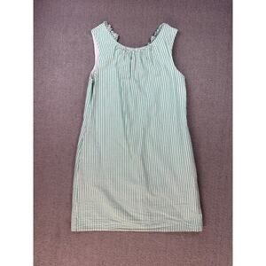 Crown & Ivy Dress Seersucker Mini Stripe Ruffle Sleeveless Green White‎ Size 6
